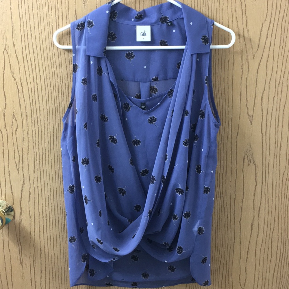 CAbi Floral Crossover Violet Blouse #5534 Small